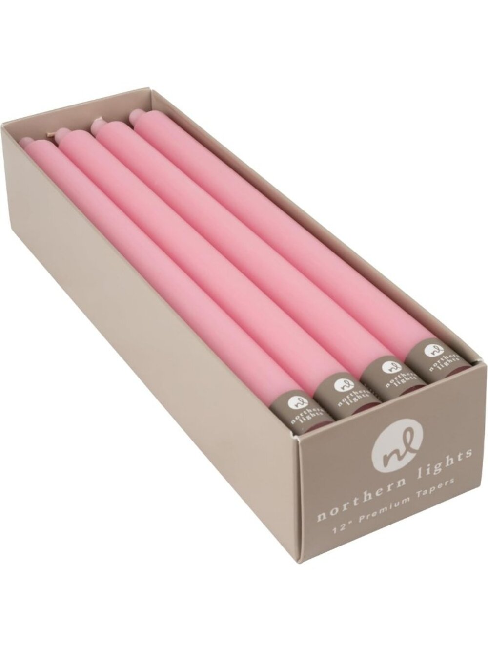 Premium Soft Pink Taper Candles - 12" Long, 12-Pack, Elegant Home Decor